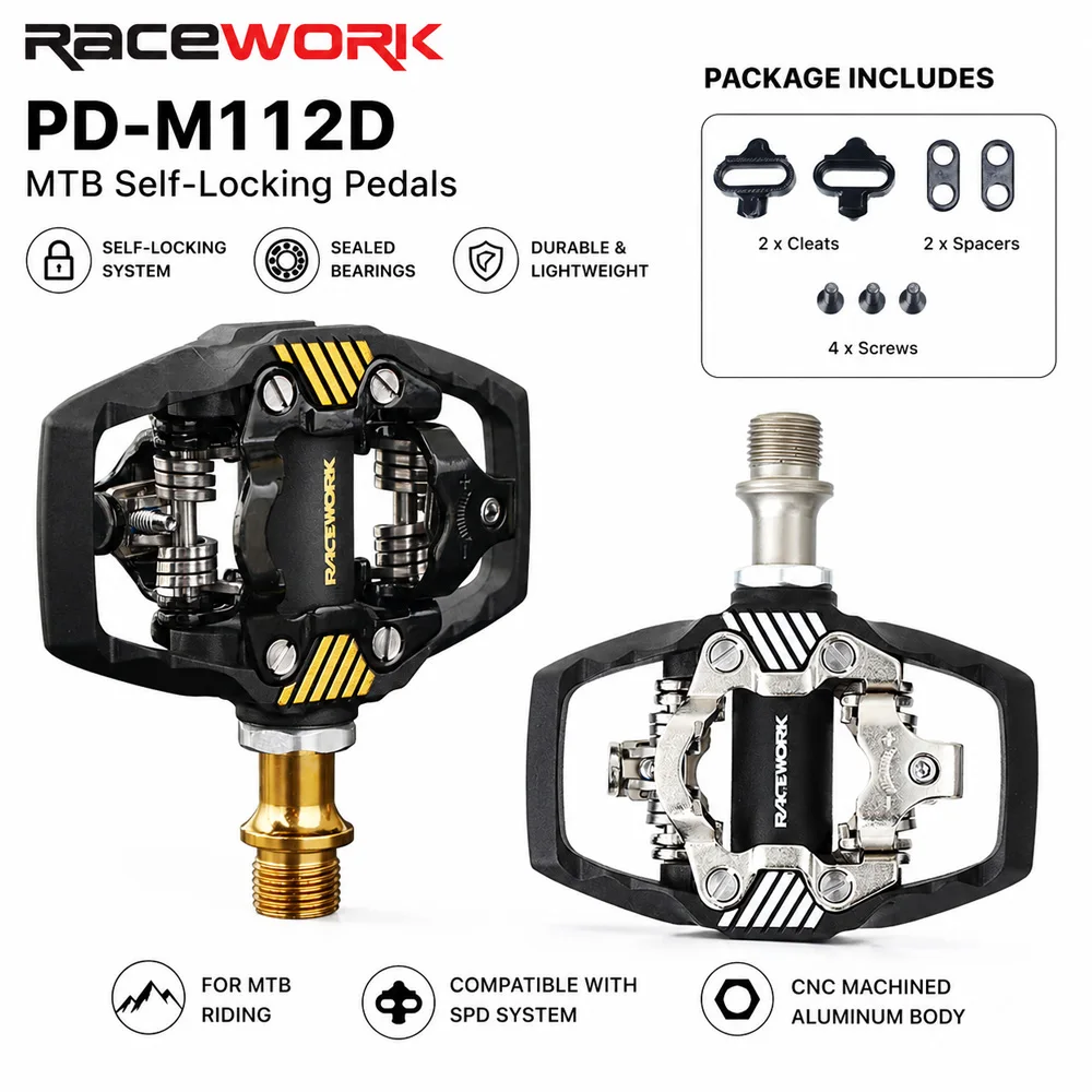 RACEWORK M8020 MTB SPD-Pedale Selbstverriegelnde Mountainbike-Klickpedale mit Cleats, kompatibel mit Shimano SPD-System