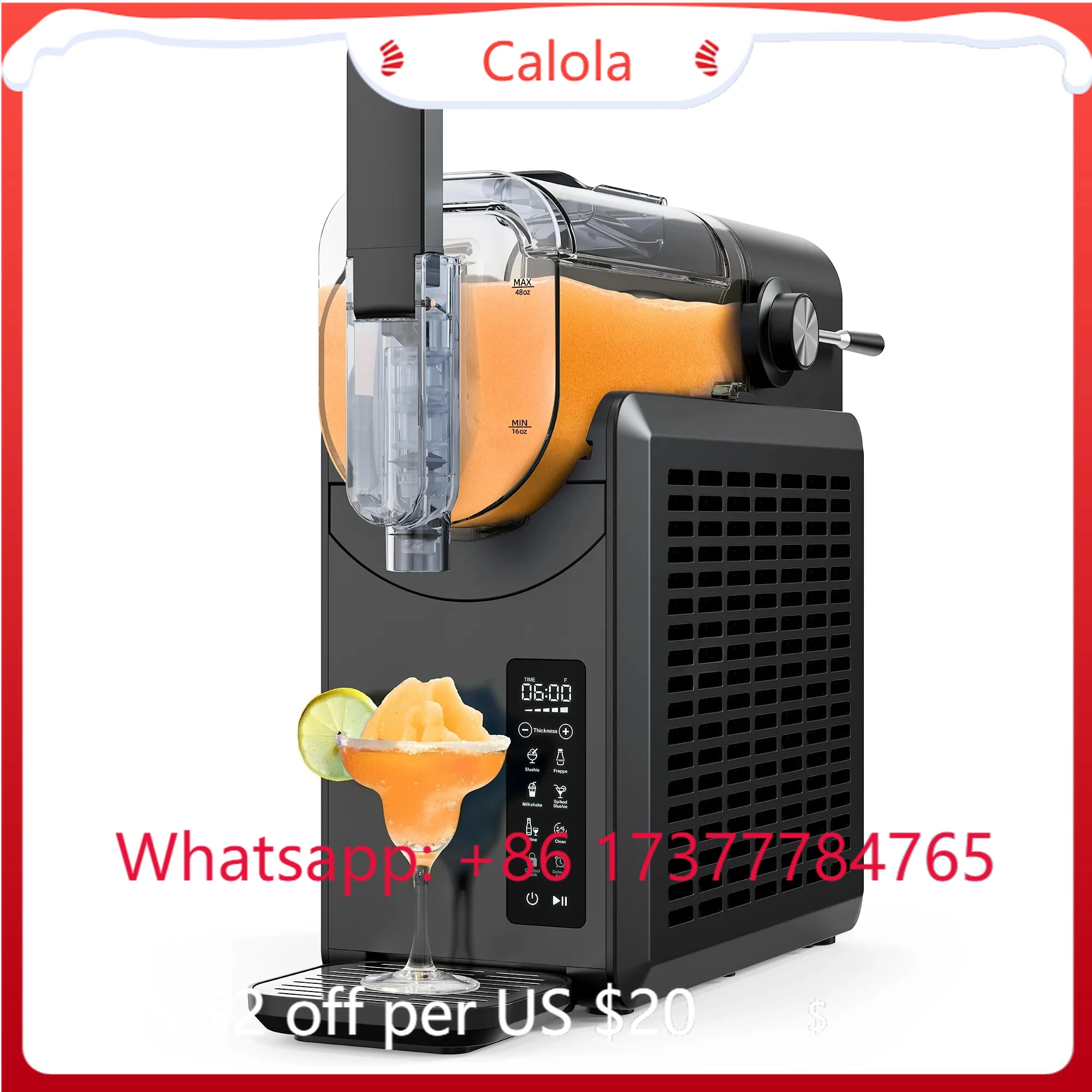 24-Hour Timer Touch Screen Slushie Machine Auto Cleaning 5 Preset Programs Frozen Drink Maker