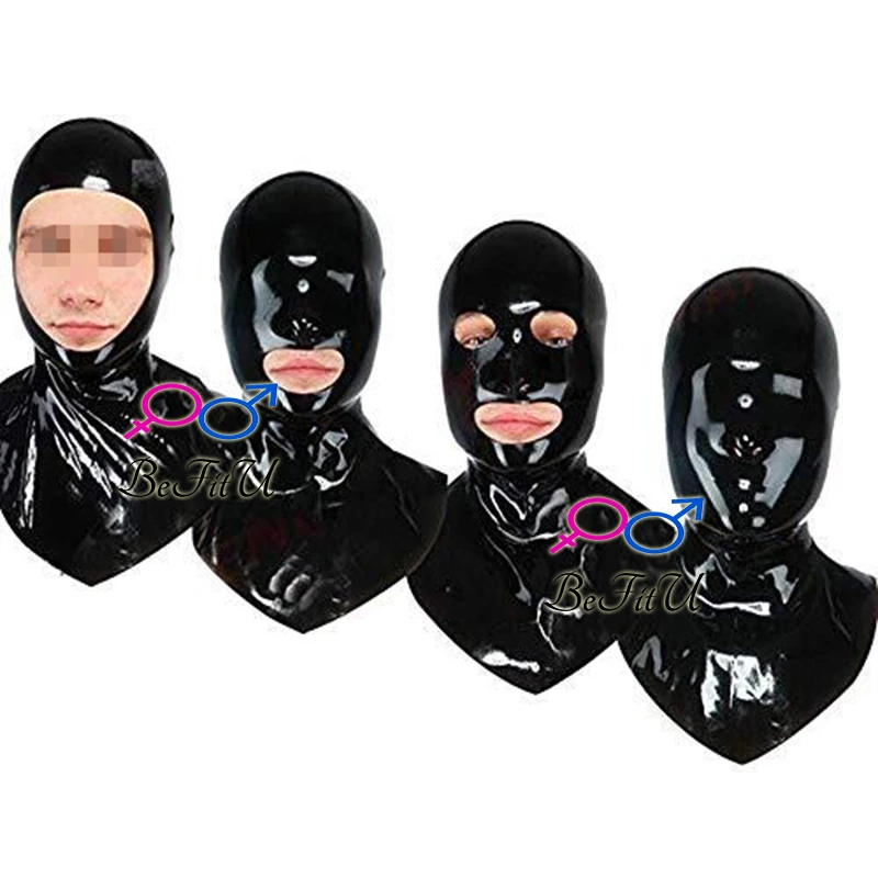 Latex  Hood cosplay teresa Long Neck Mask  Shoulder Hat Head Cover Seamless no zipper Hanger Face Open nostrils by default