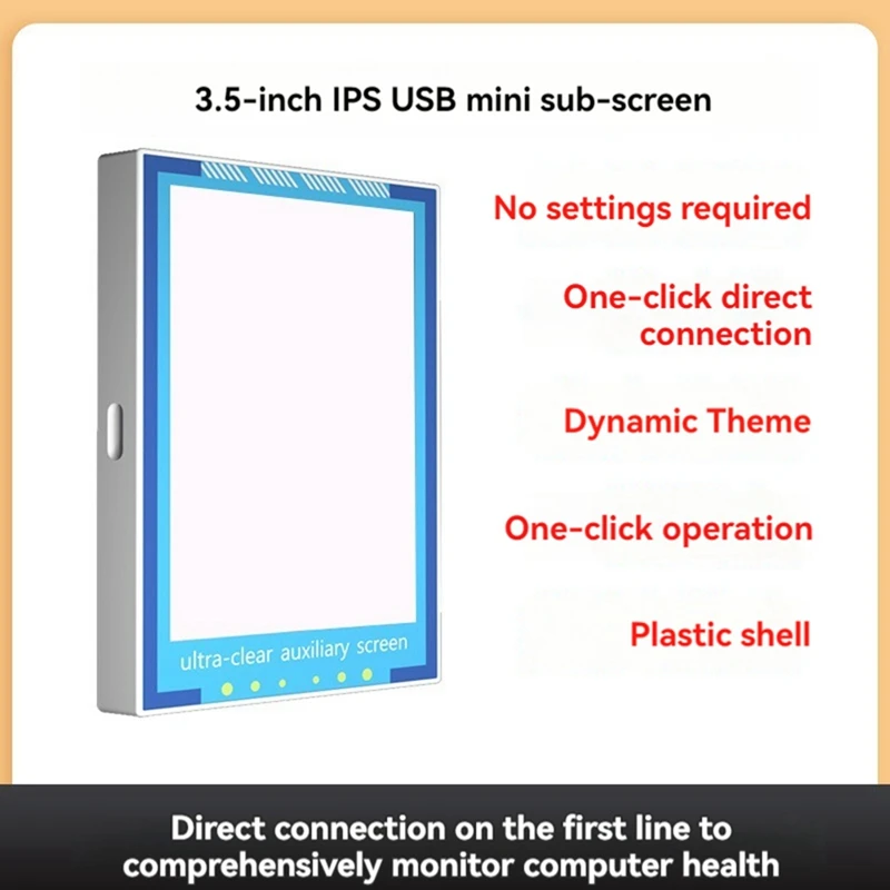 3.5-Inch IPS TYPE-C Secondary Screen Computer Secondary Screen Monitor For Computer CPU GPU RAM HDD No Use AIDA64