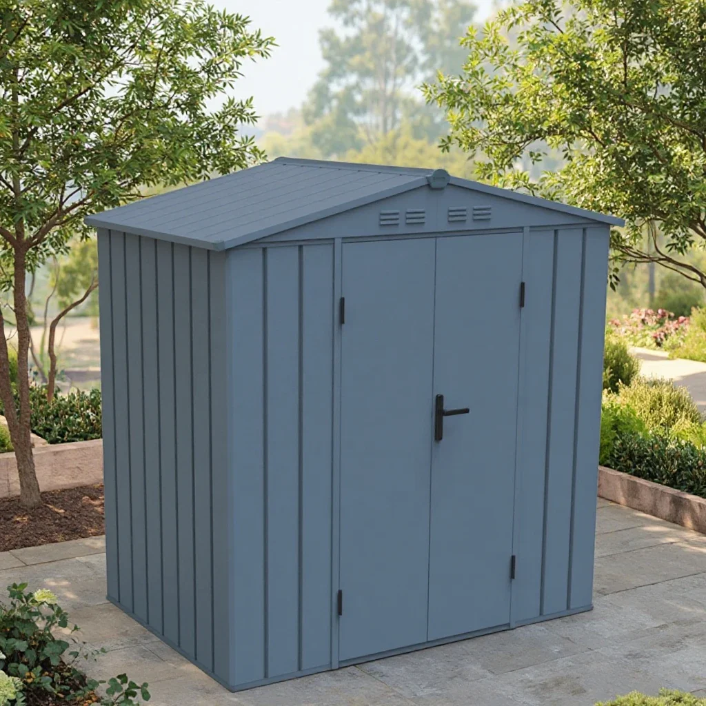 Eco-Friendly Outdoor Storage Shed Durable Aluminum Frame with Wood Easy Assembly Backyard Garden Tool