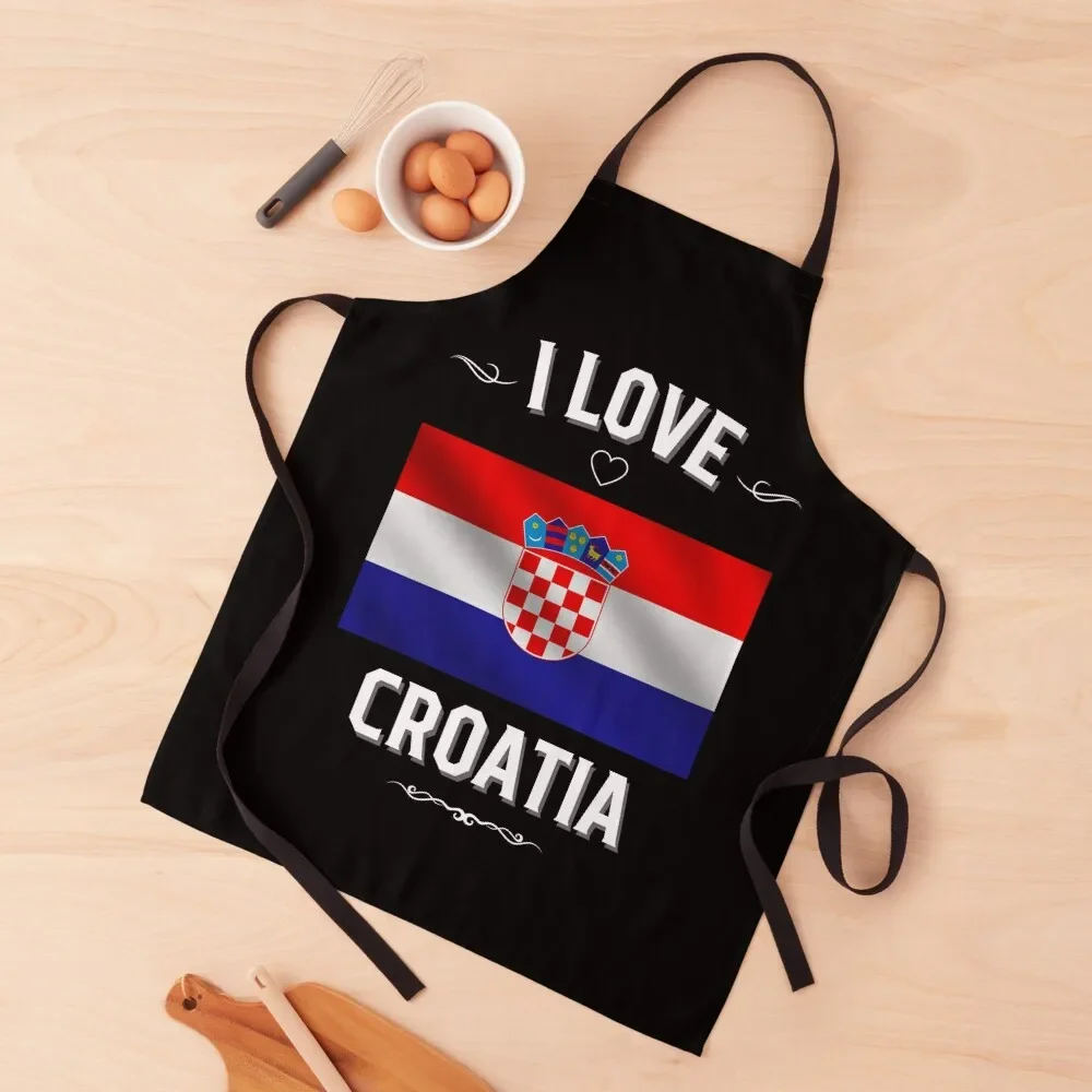 I Love Croatia Apron Kitchen Tools Costume Waiter Apron