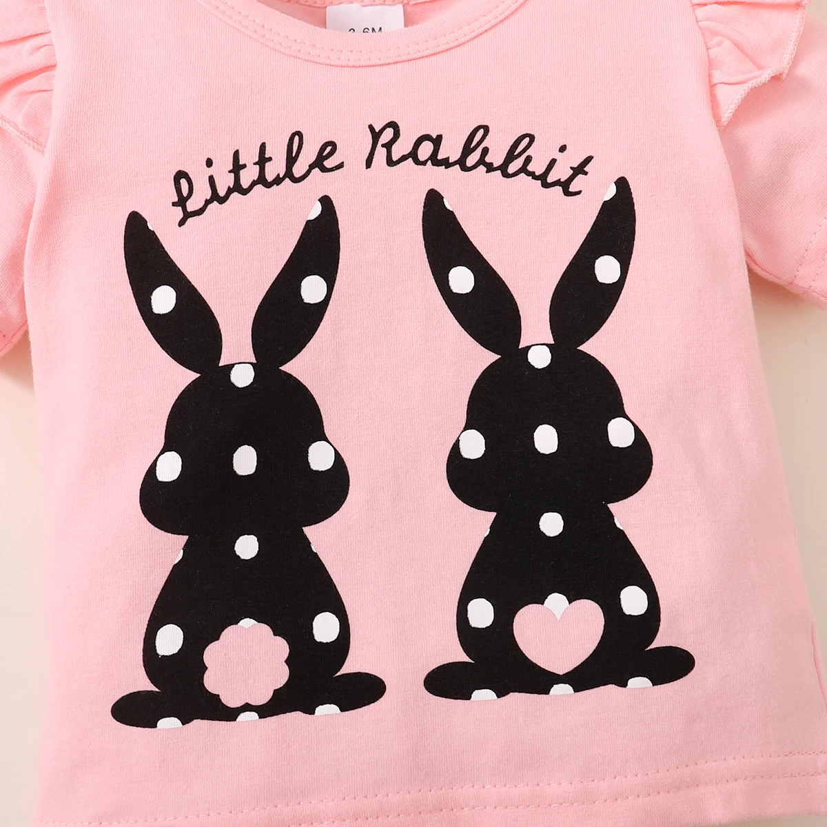 0-18 Months Toddler Baby Girl 3PCS Set Rabbit Print T-shirt+Polka Dots Shorts+Headwear Fashion Lovely Infant Baby Girl Outfit