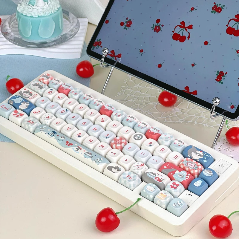 

Cherry Kitten Theme Keycaps Set PBT Sublimation Xoa Cherry Profile Keycaps for Mechanical Keyboard Accessories Custom Key Caps