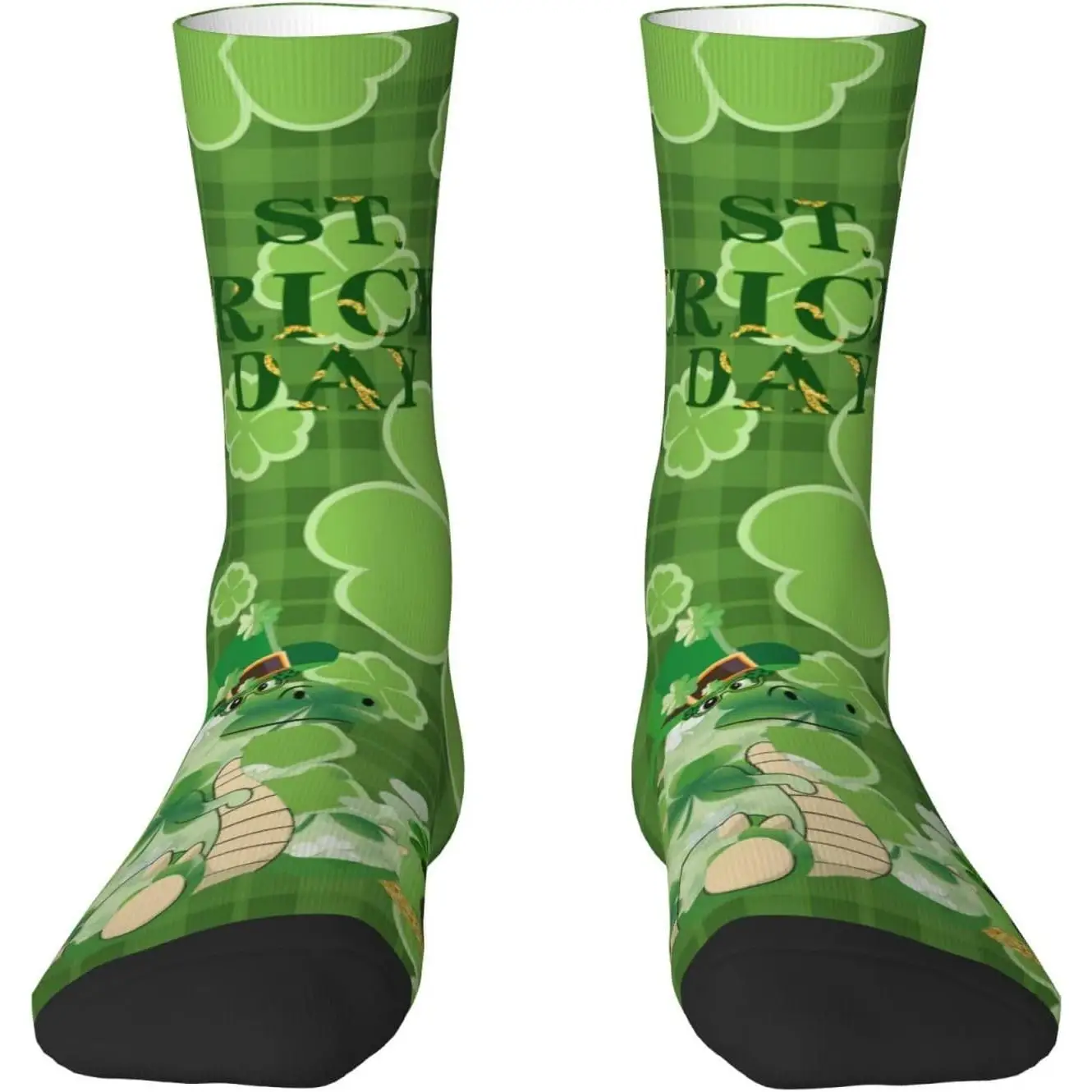 Green Clover Socks Dress Green Stockings Socks Patrick Novelty Harajuku Retro Style Breathable Non-slip Sports