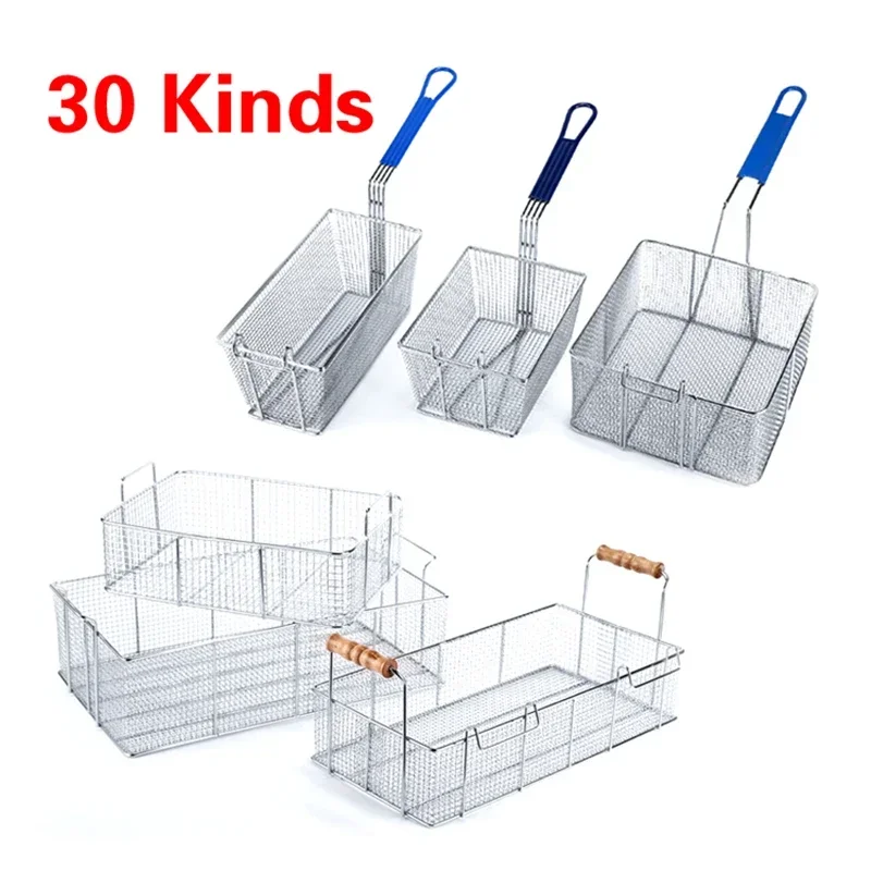 30 kinds Fryer Basket Screen French Fries Frame Square Filter Net Encrypt Colander Strainer Shaped Frying Stainless Steel Meshed