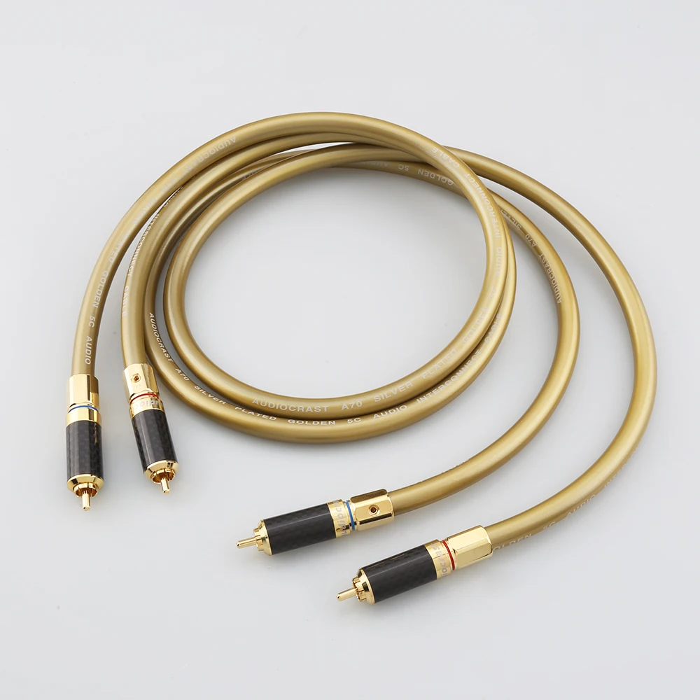 DIYLIVE 1 Paar Hochreines OFC-Kern RCA-Audiokabel 2RCA-Stecker mit Reinkupfer Vergoldeter Stecker für Verstärker - Meterware – Detail 3