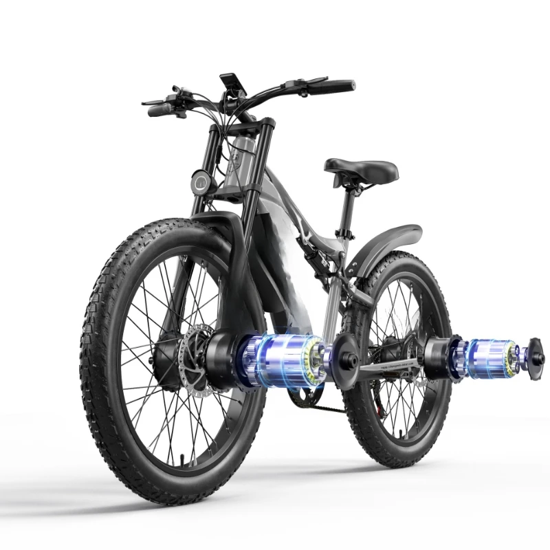 

Shengmilo double drive electric bicycle 48V 17.5AH Samsung battery 7 speed double disc brake 26 inch brushless
