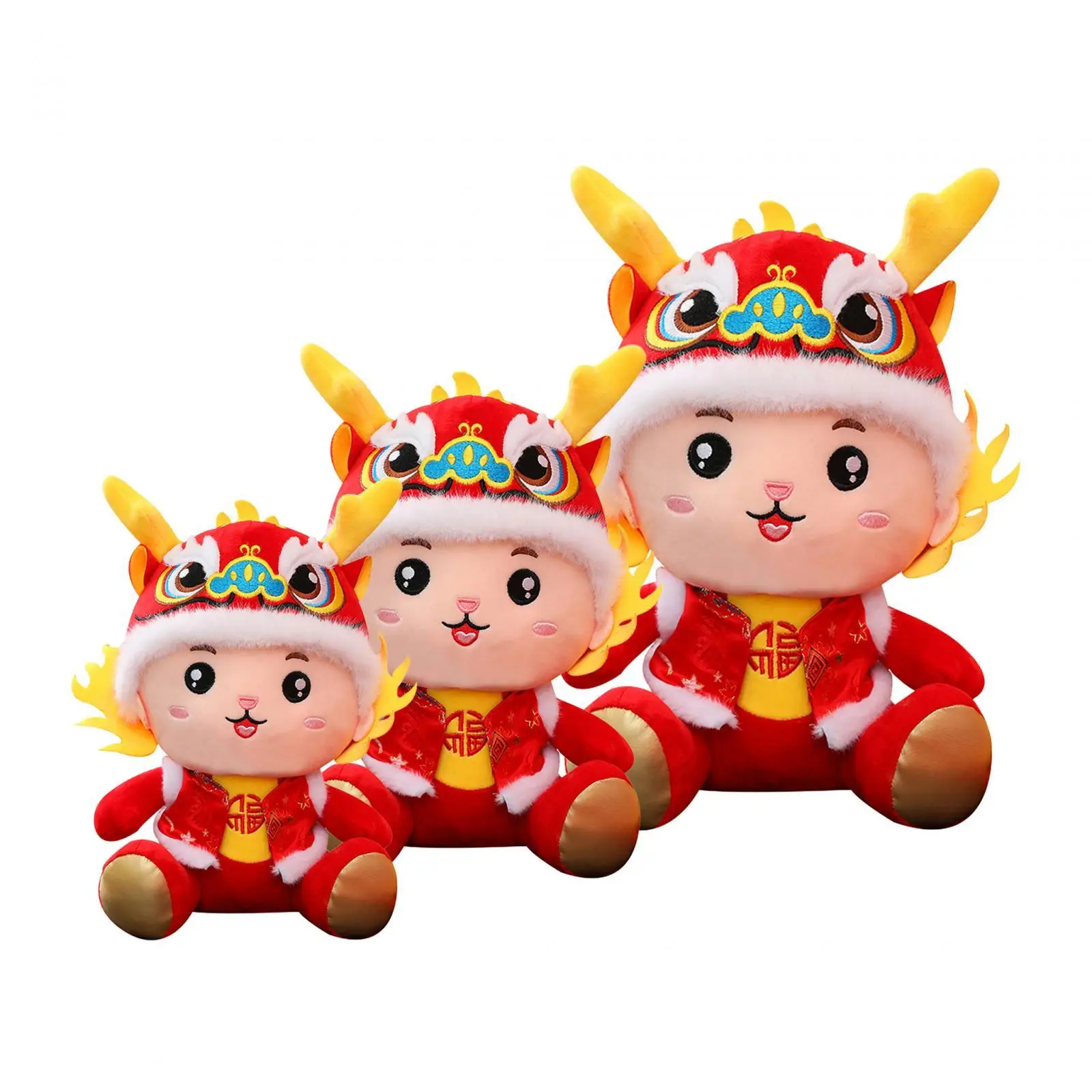 Boneca de dragão de pelúcia 2024 Boneca de dragão de brinquedo de dragão chinês