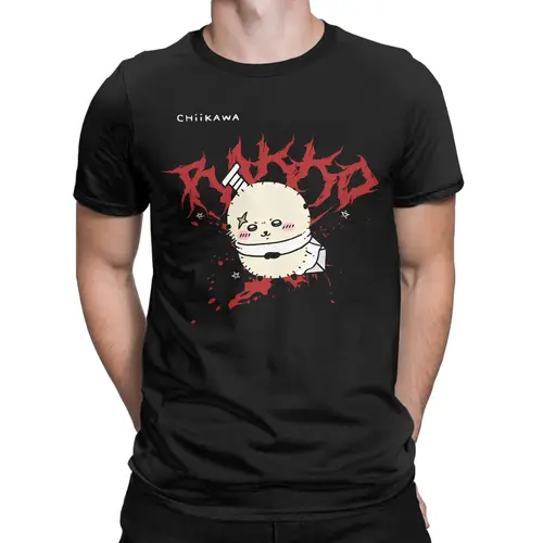 Imagen 2 del producto Camiseta para hombre Rakko Chiikawa Grunge, impresionantes camisetas de algodón puro, camiseta de manga corta con Meme japonés, camisetas con cuello redondo estampadas