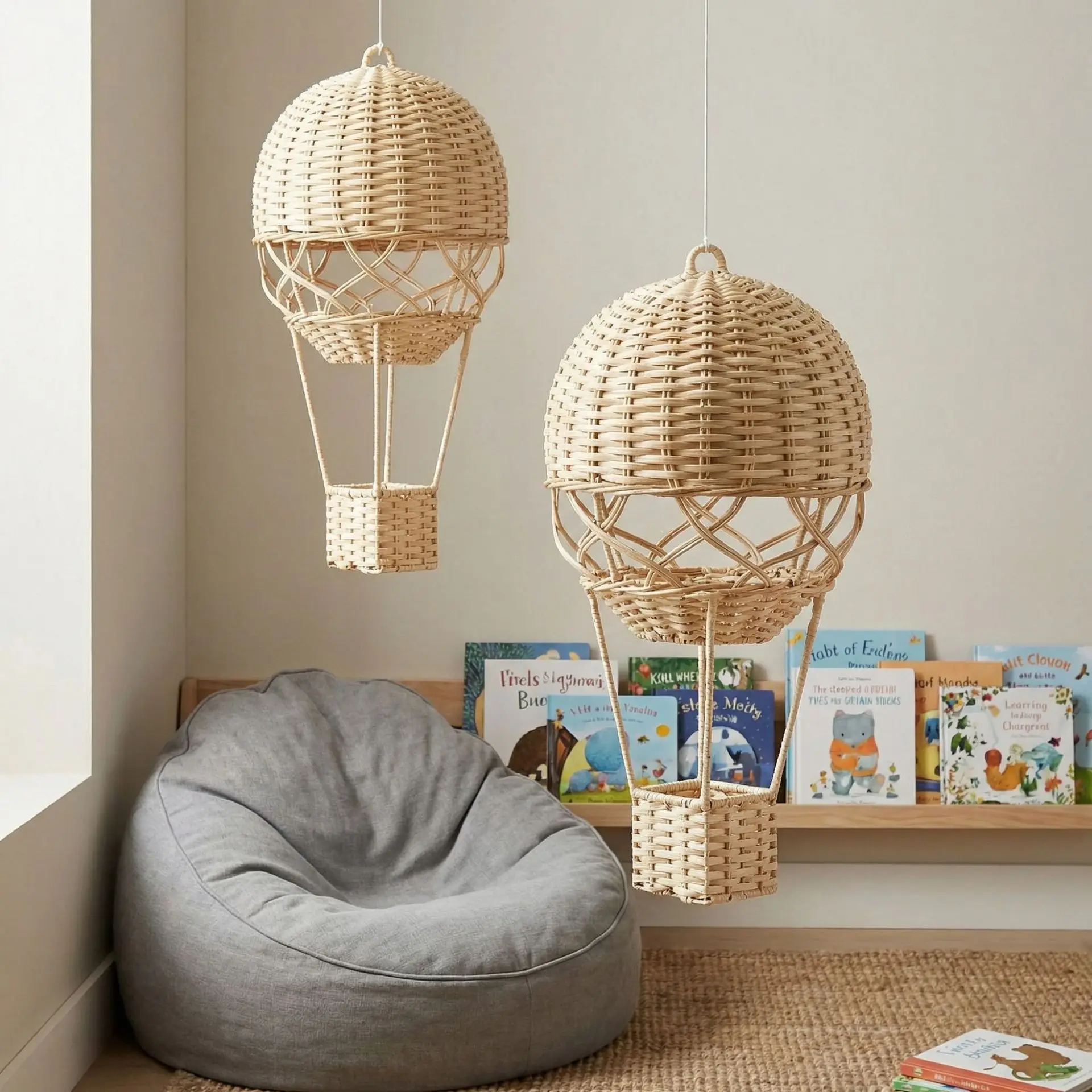 HYS hand-woven rattan hot air balloon children's room preschool education place photography agency home decoration supplies