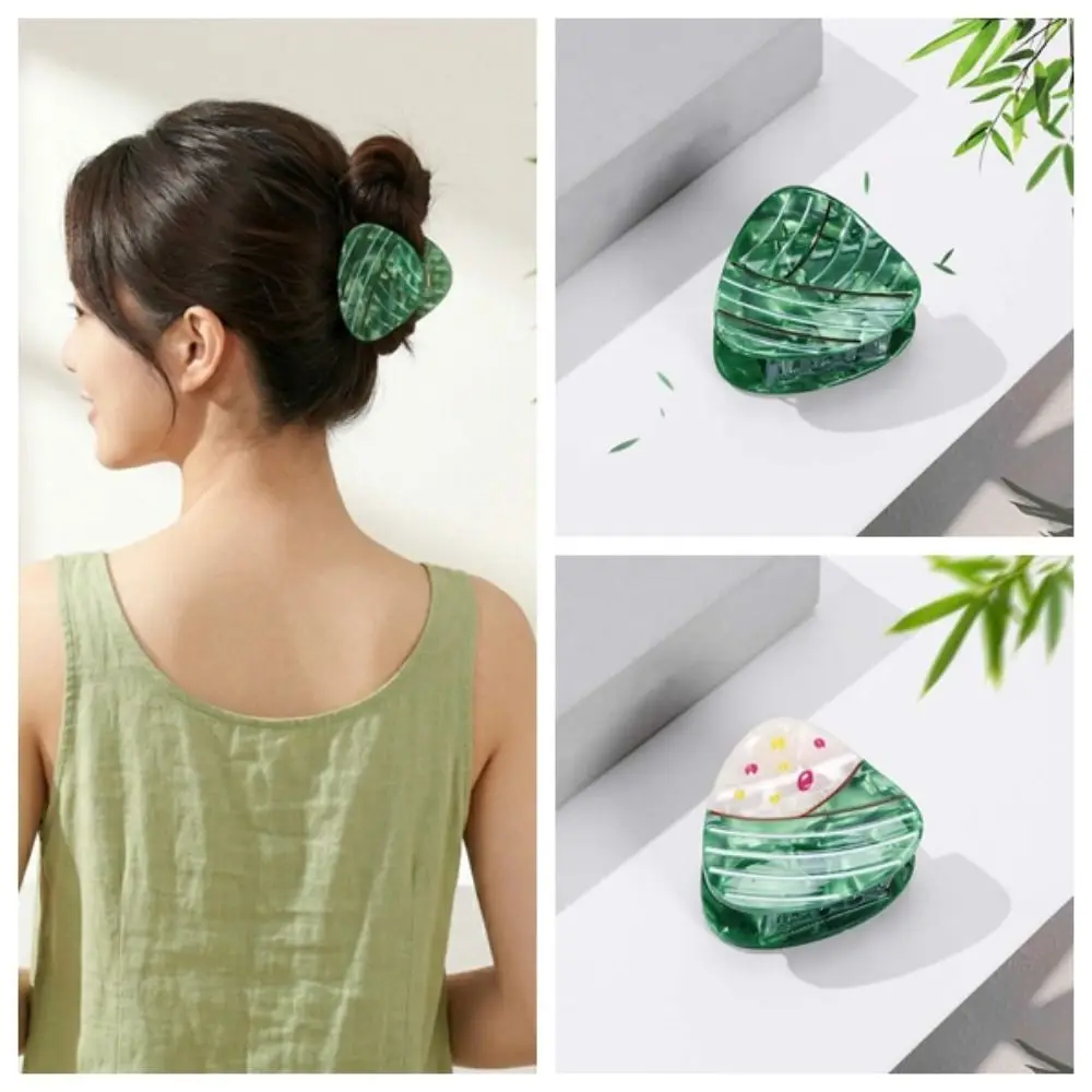 Waterproof Zongzi Shark Clip High-Quality Sweet Acetic Acid Hair Claw Chinese Style Green Rice Dumpling Hairgrips for Girls view 6