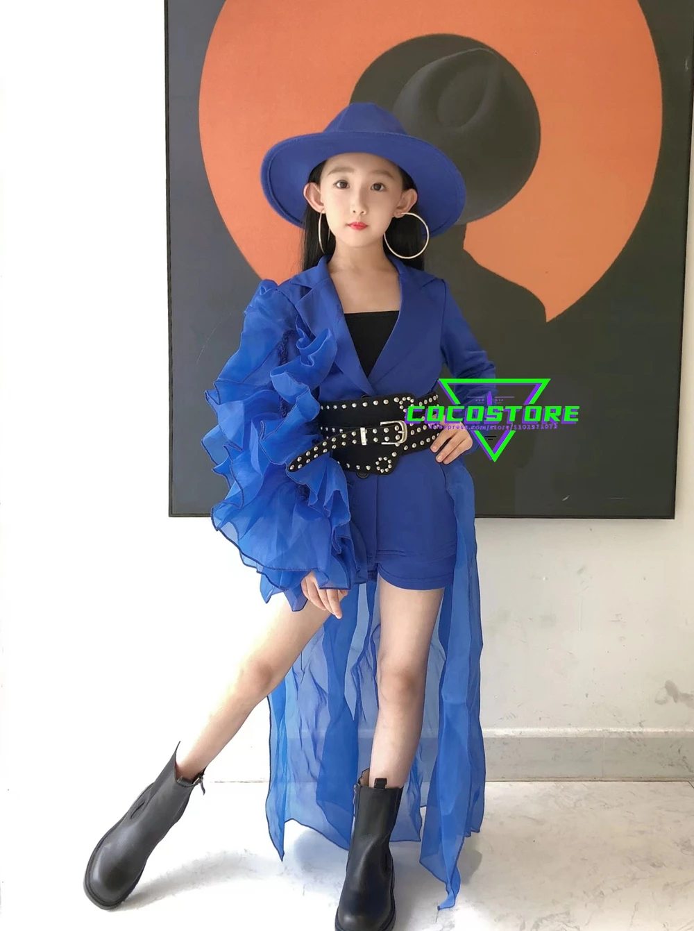 

Girls Hip Hop Street Dance Party Dress For Kids Girl Kpop Outfit Blue Jazz Dance Performance Suit Stage Show Dancewear