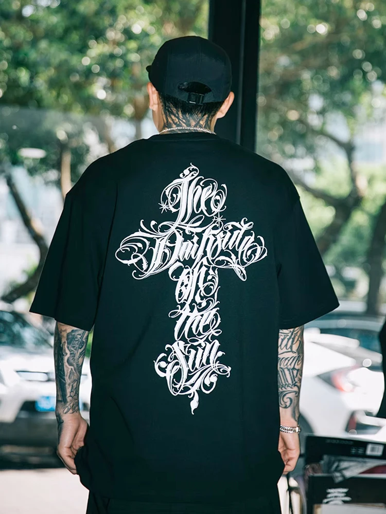 EKHLAS Double-Headed Swallow Tattooist Collaborative Pocket Short-Sleeve T-Shirt Urban Fashion Casual Style Cotton 100%