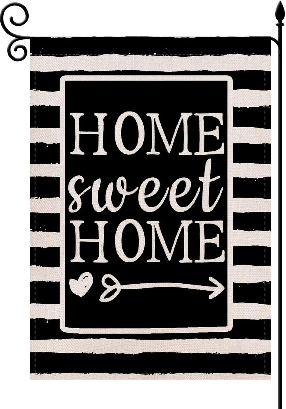 Welcome Home Watercolor Stripes Garden Flag,Home Sweet Home Vertical Double Sided 12.5 x 18 Inch Rustic Burlap Black and Whi yyi