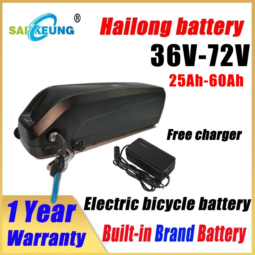 Hailong 72v 52v 48V 60V 36V 20/23/24/25/30/35/40/45/50ah/60ah Rechargeable Electric Bike Motorcycle Scooter Lithium Battery Pack