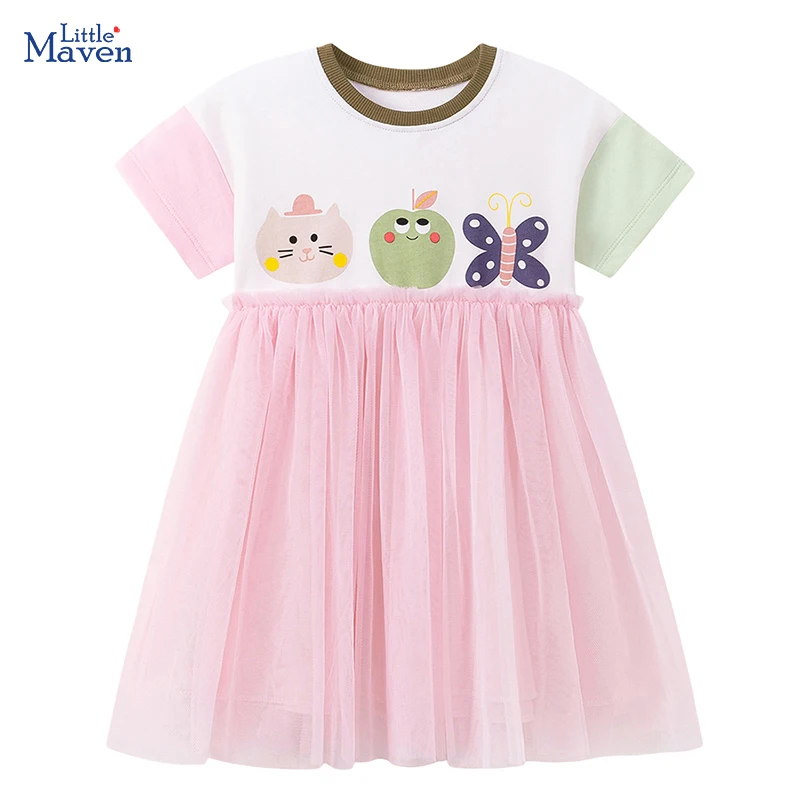 Little maven Little Kids Mesh Dresses Summer Animal Fruit and Butterfly Dresses for Kids Costumes Girls Party Holidays Dresses