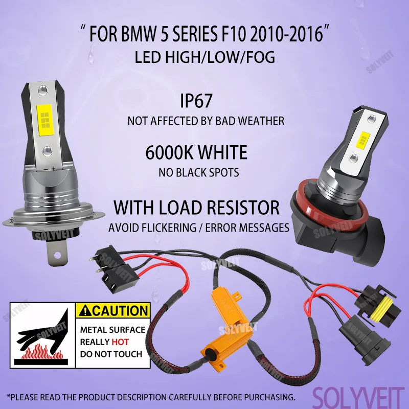 

Cool White: 6000K LED Headlights Foglamp Kit with Instant On/Off For BMW 5 Series F10 2010 2011 2012 2013 2014 2015 2016