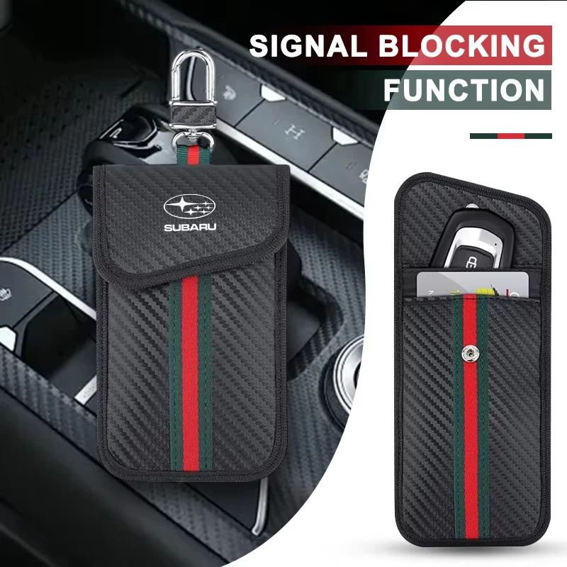 RFID Anti Theft Car Key Signal Blocking Pouch Keyfob Case For Subaru WRX Forester Outback Crosstrek Legacy Impreza Accessories view 2