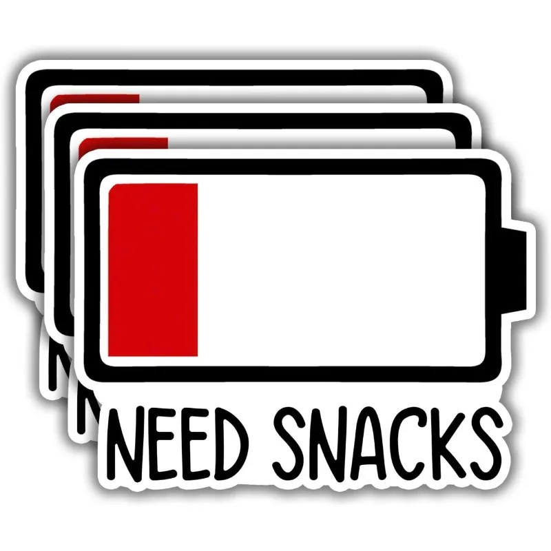 Need Snacks Battery Sticker Funny Sarcastic Tumbler Decal Sticker for Water Bottle Phone Hard Hat Vinyl Decal 15CM PVC KK