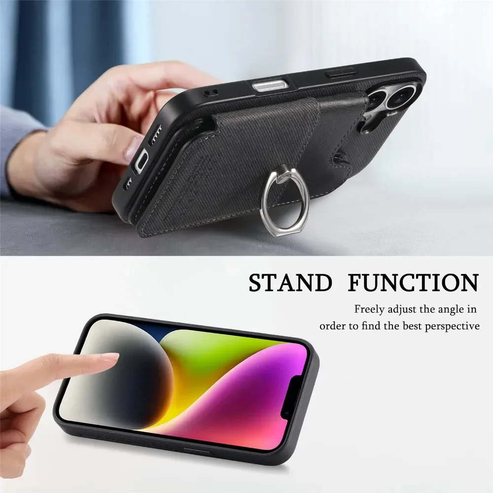 Flip-Wallet mit Kartenhalter RFID-blockierende Handyhülle für iPhone 18 17 16 15 14 Plus 13 12 Pro Max Ring-Lederhalterung – Detail 12