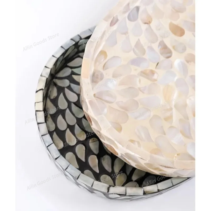 Wabi-sabi Style Bathroom Tray | Natural Shell & Marble Vanity Organizer | Spa Countertop Decor | Luxury Sink Storage Set