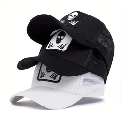 Unisex Skull Finger 666 Embroidery Baseball Net Caps Spring and Summer Outdoor Adjustable Casual Hats Sunscreen Hat