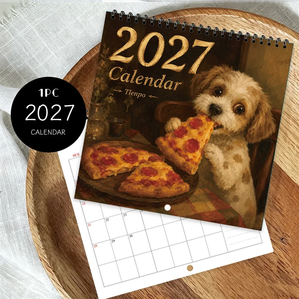 1pc 2027 Wall Calendar, Dog Anthropomorphism,12-Month Monthly Planner, Perfect Gift For Back-to-School Season,Christmas,New Year