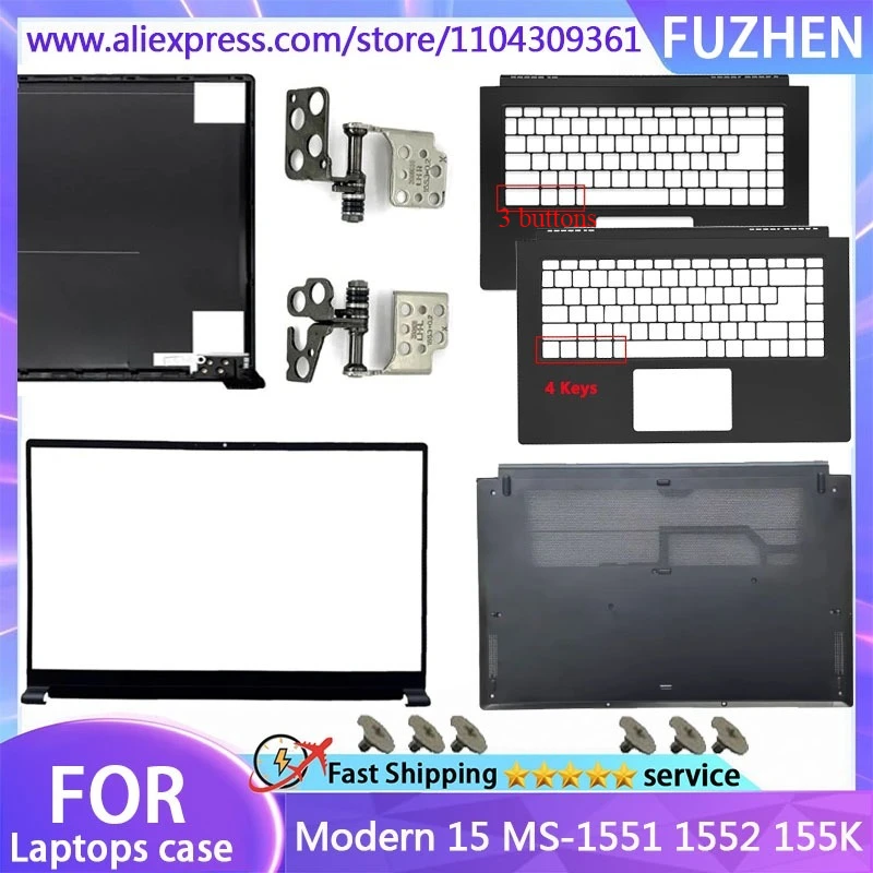 

New Cover For Modern 15 MS-1551 1552 155K LCD Back Cover Hinges Front Bezel Palmrest Bottom Case Rear Top Case