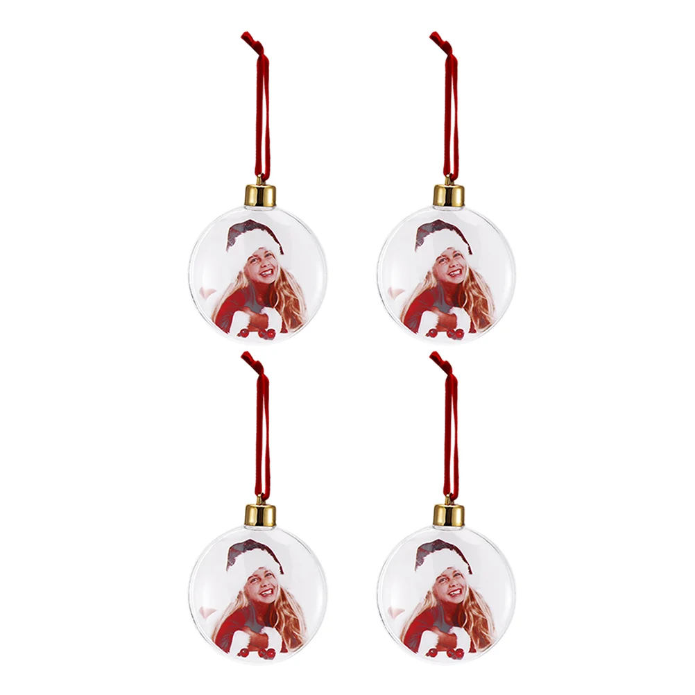 4 Pcs Christmas Tree Pendant Ornament Crafts Hanging Photo Decor Festival Frame Themed Pendents Ornaments for Xmas Decorations