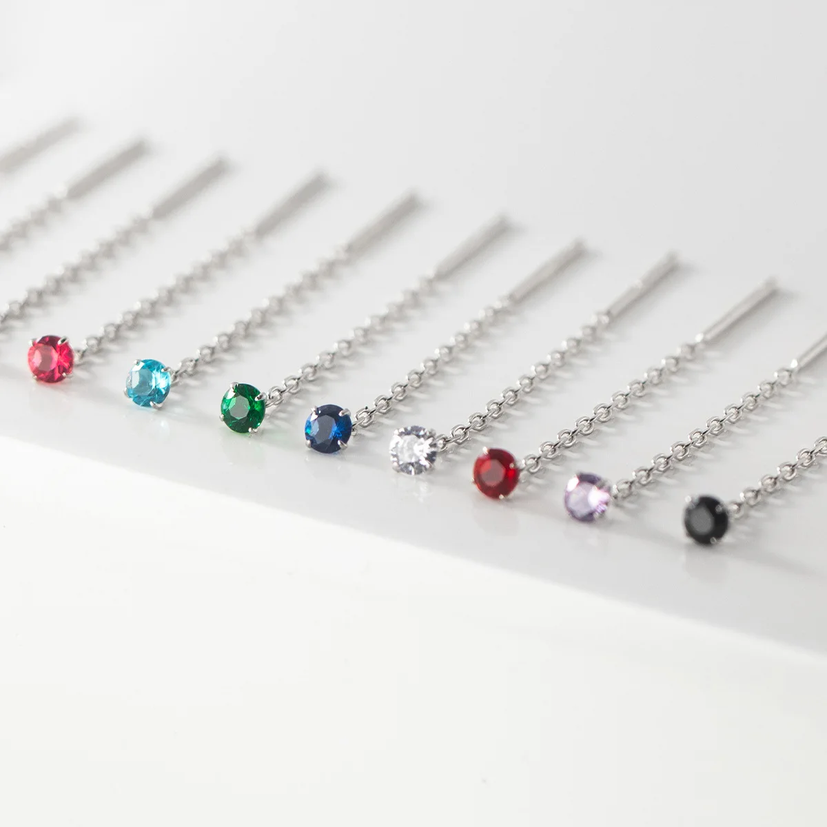925 Sterling Silber Ohrringe Für Frauen Stud Einfache Bunte 925 Silber Ohrring Tropfen Kette Frau Ohrring Stud Silber 925 Zirkon