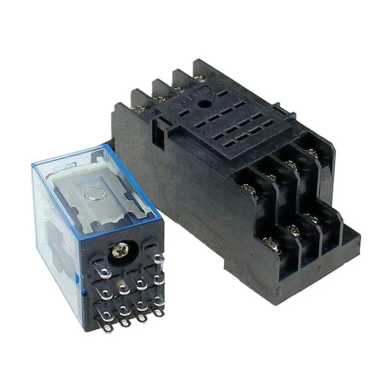 30Pc MY4NJ 14PIN 4DPDT Electronic Mini Electromagnetic Relay 5A Coil With PYF14A Socket Base AC 220V