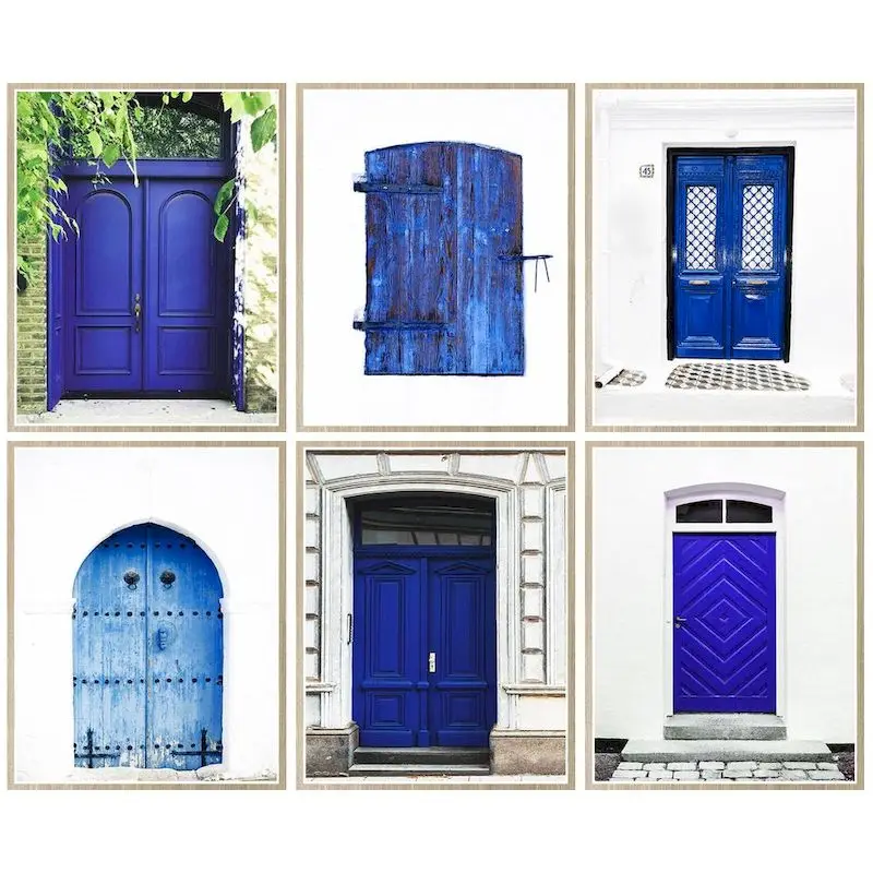 

CHENISTORY Diy Paint By Numbers Dark Blue Door Kits Drawing On Canvas Painting By Numbers Landscape Acrylic Picture Artwork