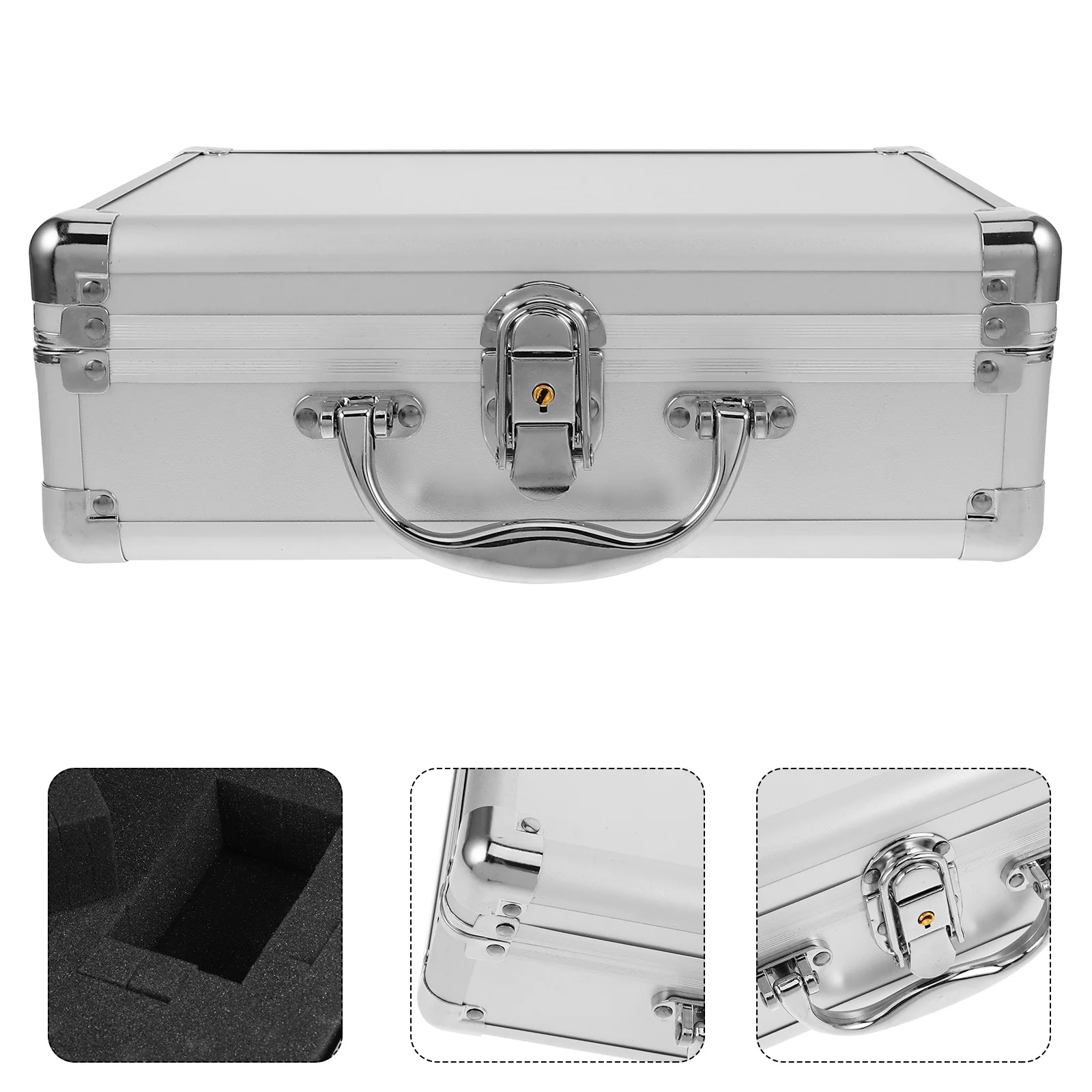 Multifunctional Storage Box Large Makeup Case Lockbox with Key Aluminum Alloy Toolbox Aluminium