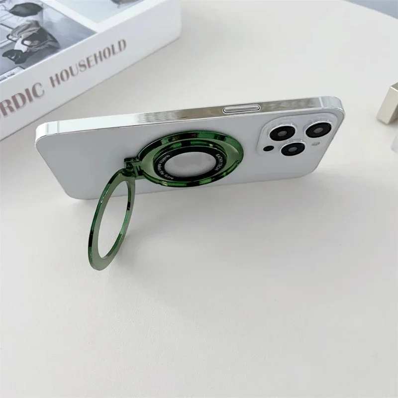جديد عصري موضة مطلي بالكروم تألق المغناطيسي Magsafing حلقة الواقف المواد البلاستيكية آيفون 16 برو ماكس S24 S23 الترا #3