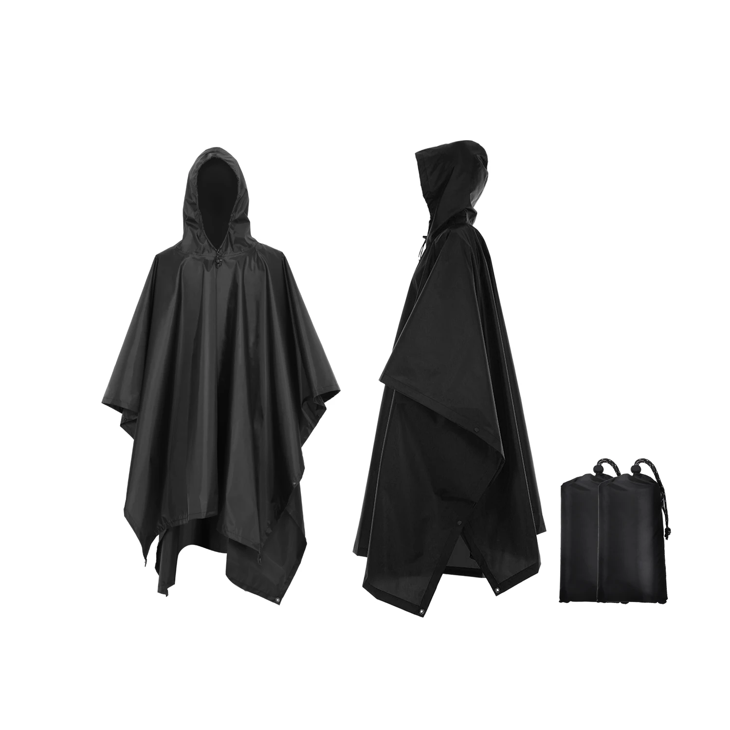 

3-in-1 Waterproof Rain Poncho Lightweight Hooded Rain Coat Picnic Mat Blanket Sun Shelter for Outdoor Camping Hiking Climbin