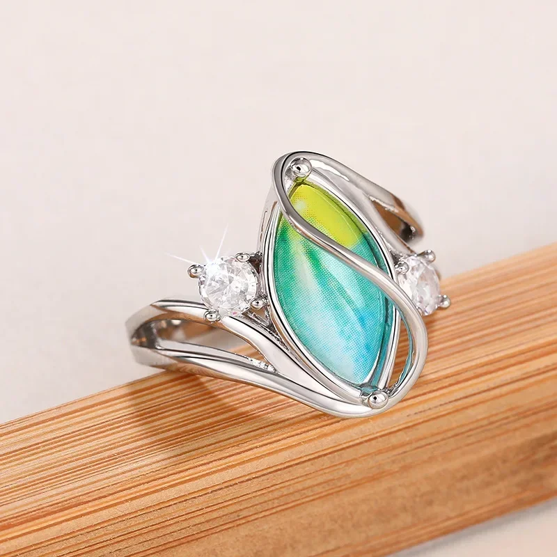 New stickers, horse eye shaped ring, women's light luxury style, geometric design, attending banquets, accessories wholesale