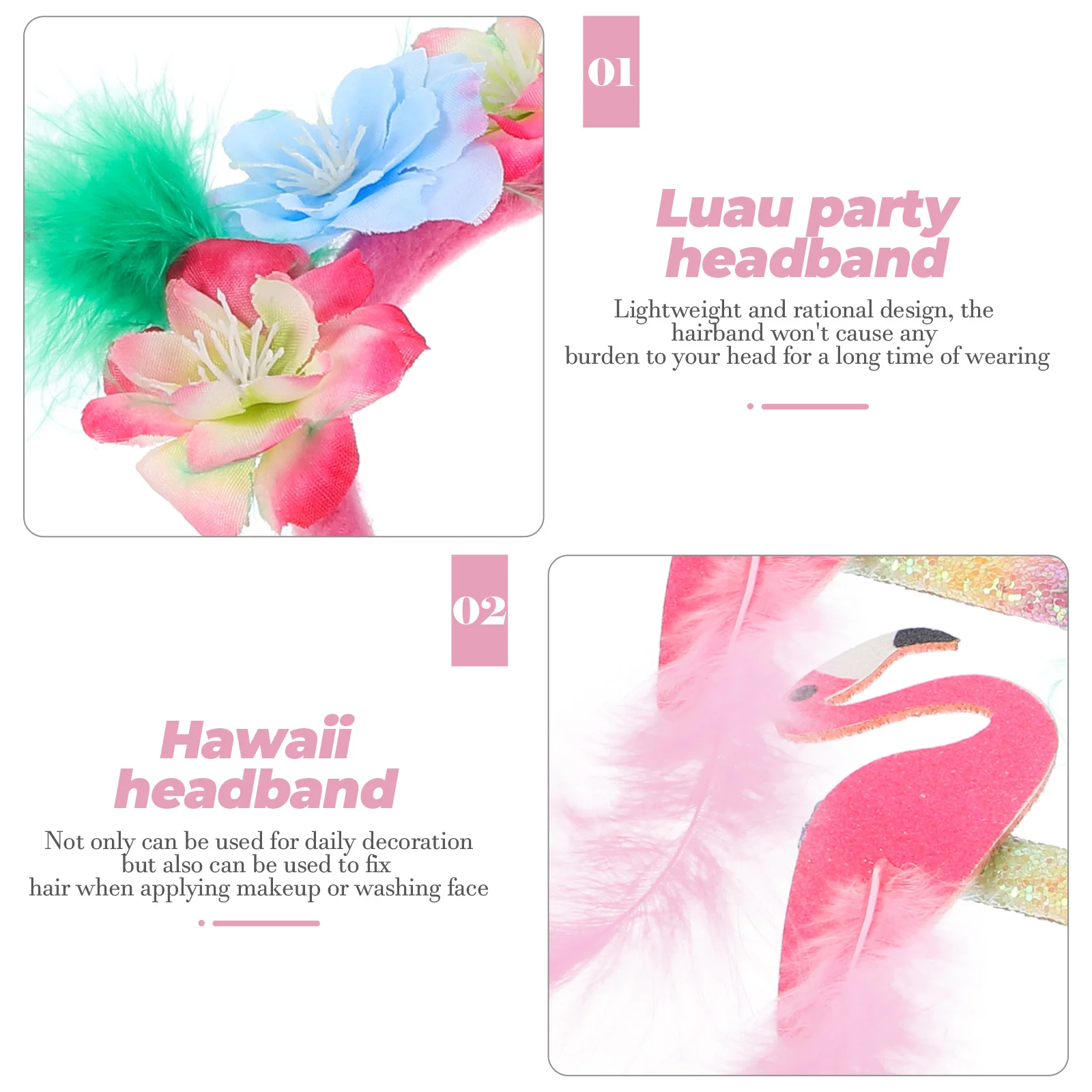 

4pcs Hawaii Style Hair Hoops Flamingo Party Headband Coconut Tree Design Festival Costume Beach Decoration Cosplay Luau