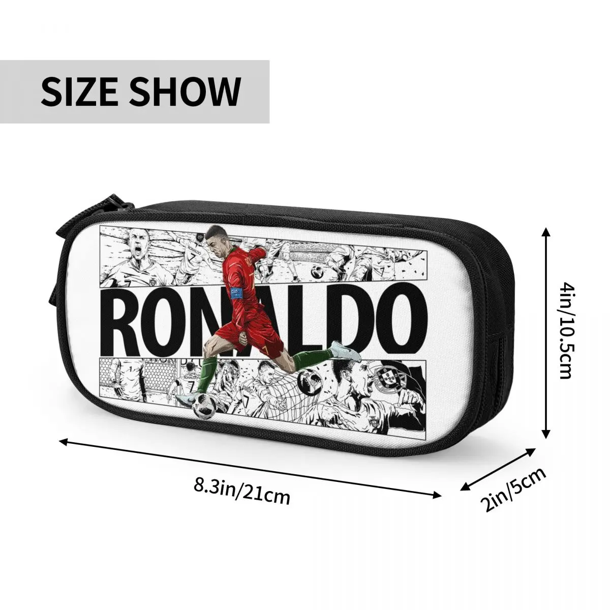 Classic Ronaldo Fan Pencil Case Merch CR7 Football Design Pencilcases Pen Box for Fan Big Capacity School Supplies Stationery