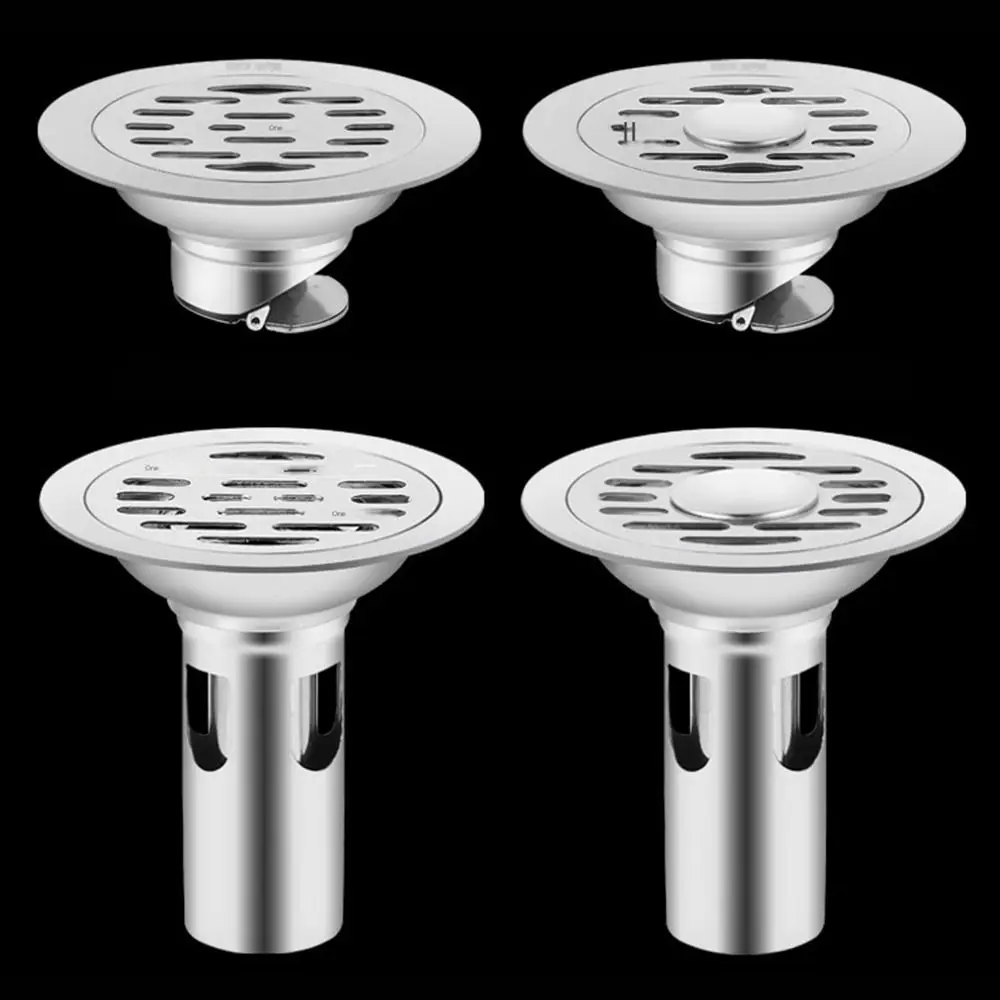 with Grid Grate Cover Shower Floor Drain Backflow Preventer Square Sink Strainer Stainless steel Dectable drain filter