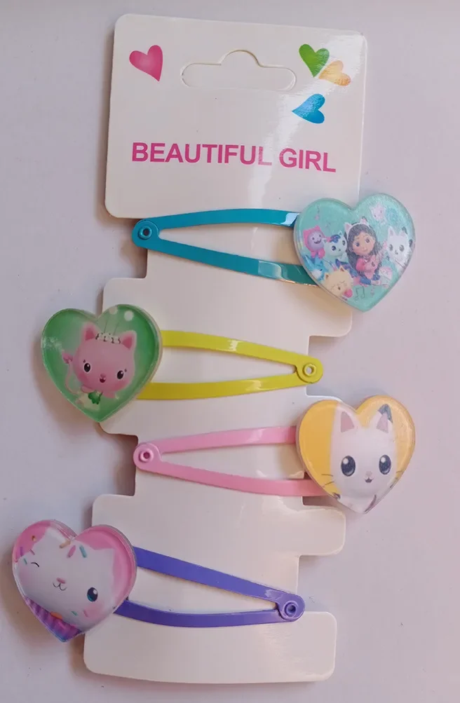 Four Types of Hair Clips Gabby Dollhouses Girl Cute Hairpin Funny Anime Cartoon Kawaii Hair Accessories Children\'s Birthday Gift