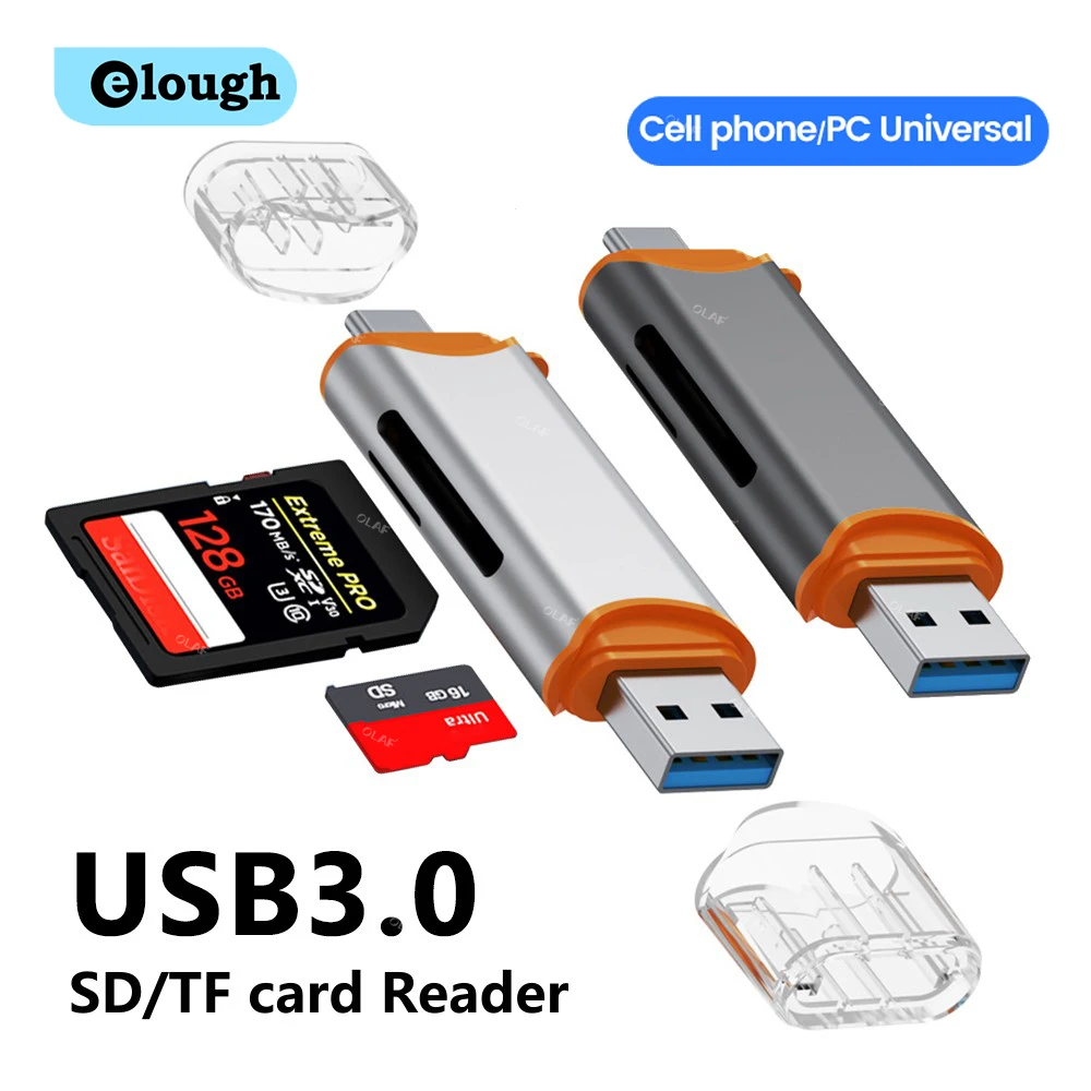 Lector de tarjetas USB 3,0 2 en 1, accesorio de alta velocidad para iphone 15, Samsung, PC y portátil
