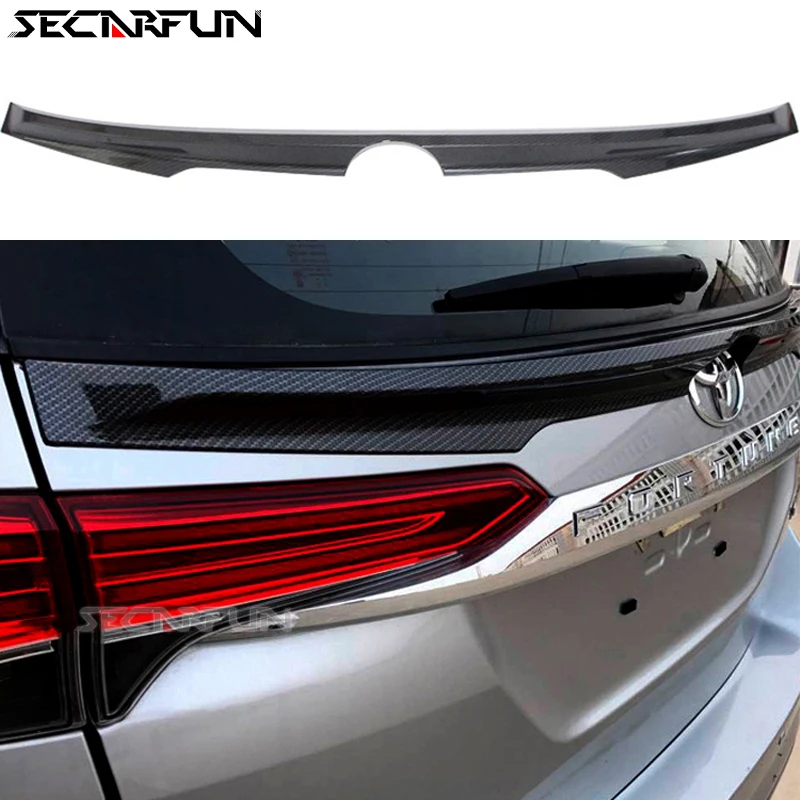 Glossy Black Boot Spoiler For Toyota Fortuner Rear Middle Extensio Cover Tail Trim Spoiler Lip Fortuner Accessories 2016-2021