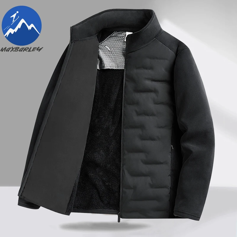 

Brand Men Down Jacket Thickened Outdoor Office Cold Resistant Padded Jackets Stand Collar Business Breathable Winter Fleece Coat