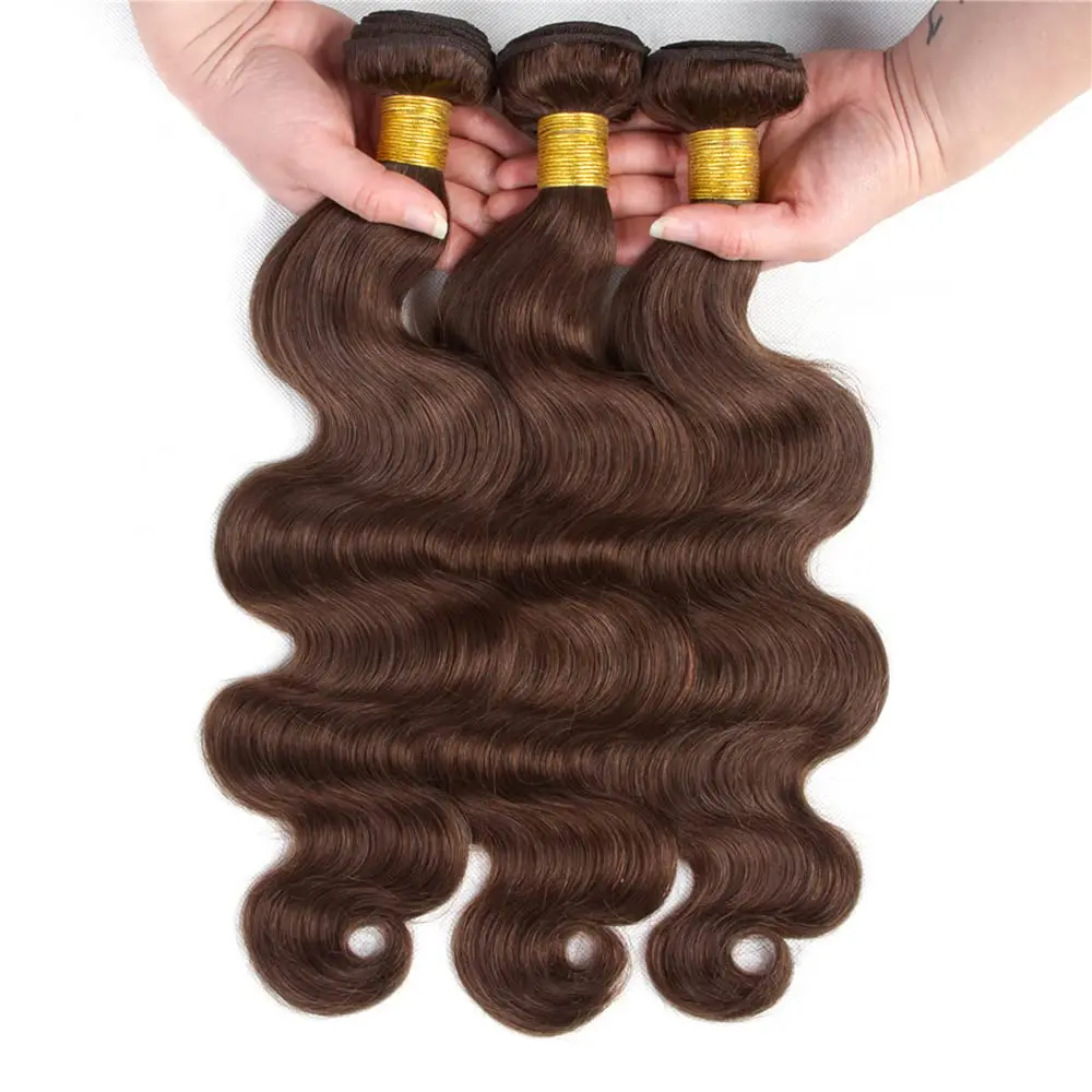 Body Wave Chocolate Brown Human Hair Bundles Brazilian 100% Real Bundles Human Hair Extensions Weave 30 Inch For Woman Color #4