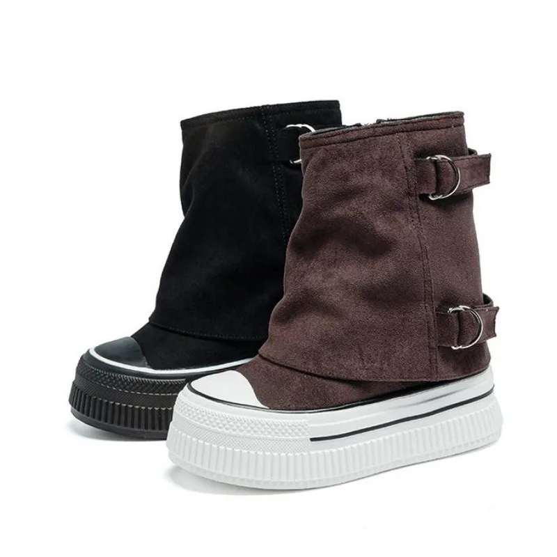 

13cm Women Ankle Boots Platform Heel Booties Denim Comfortable Blue Black Spring Autumn Women Fashion Boots Mid Calf Winter Warm