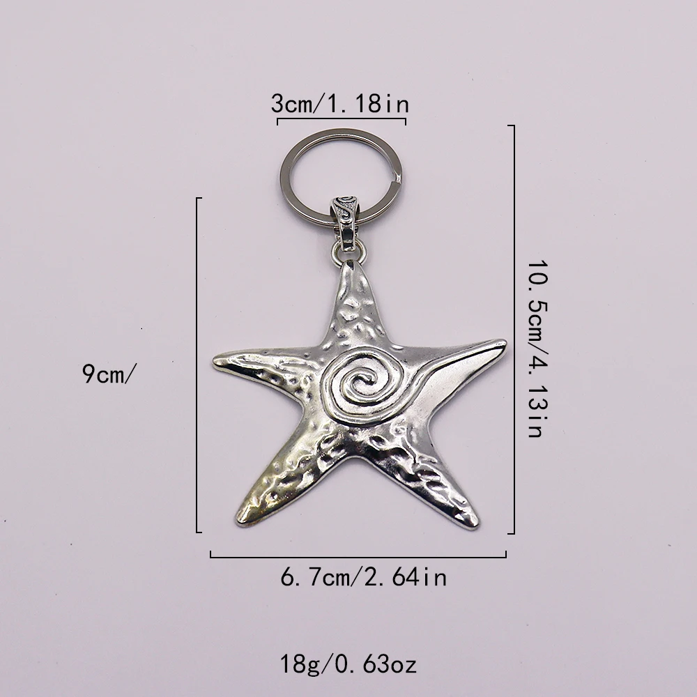 1 piece Large five pointed star keychain