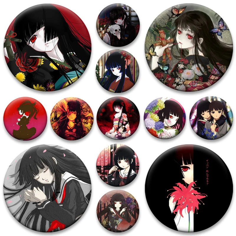 أنيمي Jigoku Shoujo الجحيم فتاة زر دبابيس Enma Ai الكرتون شارة مستديرة الإبداعية دبابيس لحقيبة الظهر مجوهرات اكسسوارات هدايا