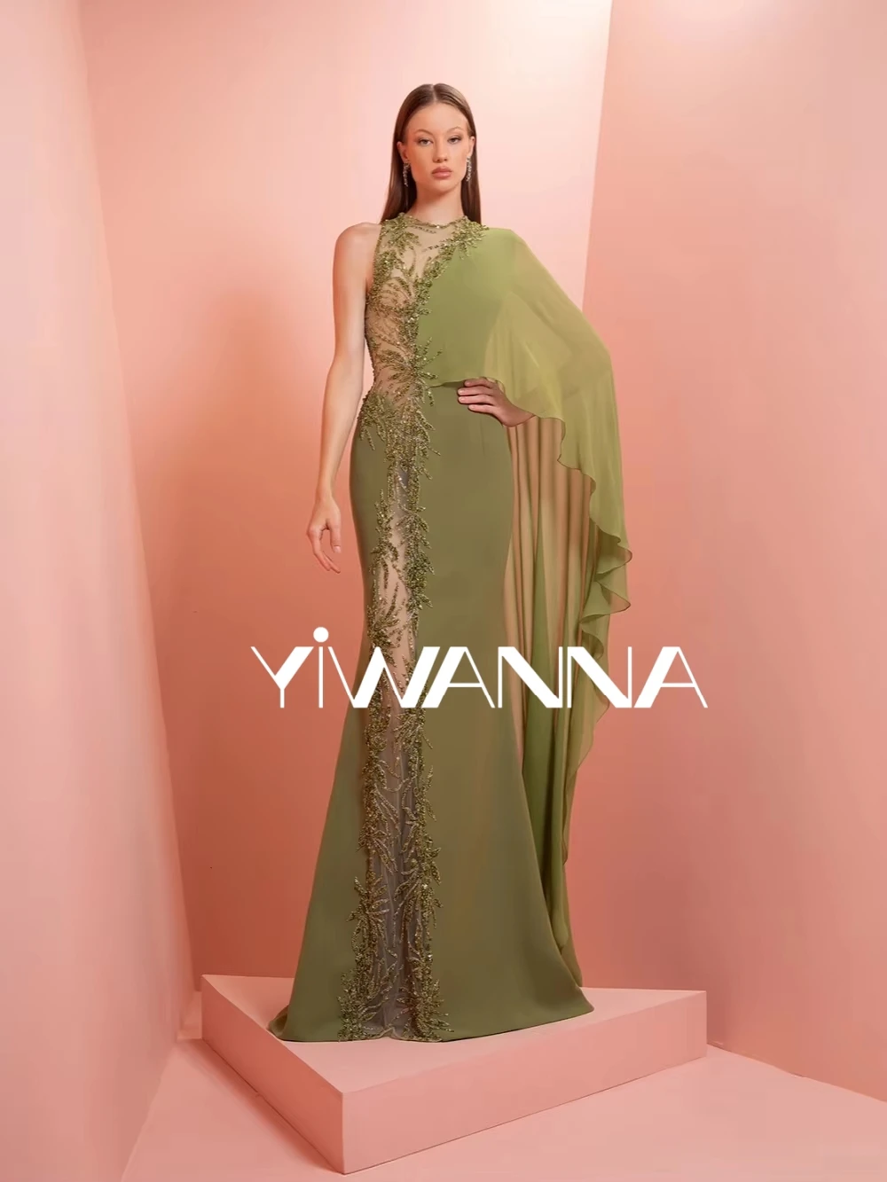 

Dazzling Illusion Beaded Mermaid Long Evening Dress Graceful Mother Of The Bride Dresses For Wedding New Customzied Party Gown