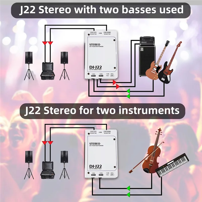 REPLA-GAZ-J22 Audio DI Box Dual Channel Stereo 48V Power Supply Active Direct Junction